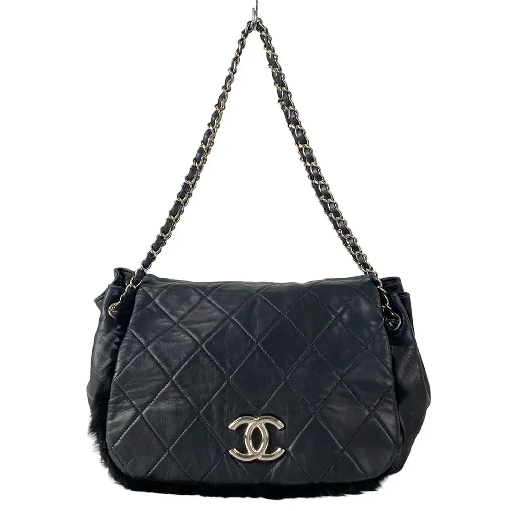 Chanel Matelasse Shoulder Bag Lambskin Fur